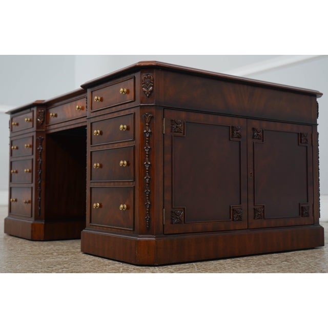 English Maitland Smith Leather Top Coffee Table For Sale - Image 3 of 18