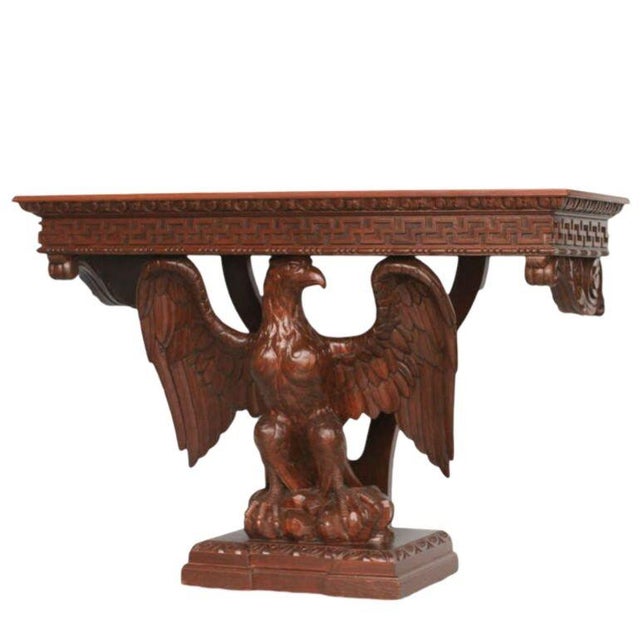 Victorian Late 19th Century American Neoclassical Hand-Carved Eagle Console Table For Sale - Image 3 of 6