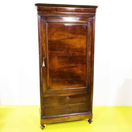 Antique Walnut One-Door Wardrobe with Drawers For Sale - Image 12 of 12