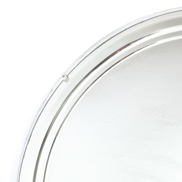 Art Deco Streamlined Machined Age Minimal Round Reversed Etched & Beveled Mirror For Sale - Image 10 of 12