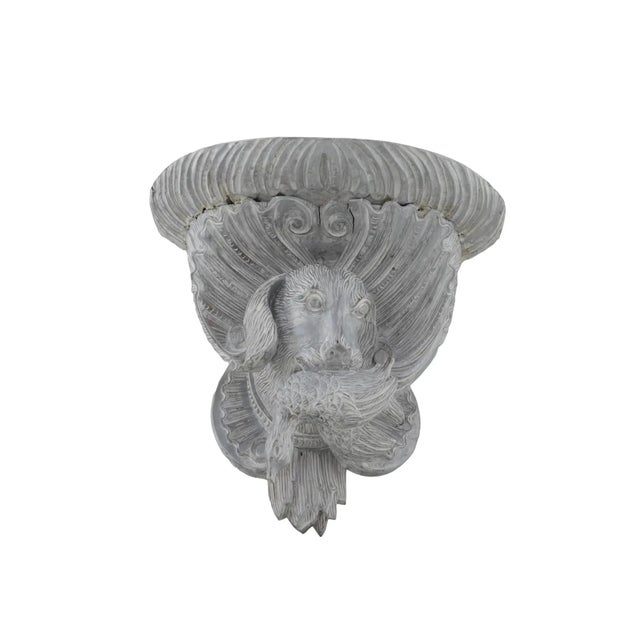 Silver A Pair of Vintage Wooden Hand-Carved Silver Dog Head Wall Brackets For Sale - Image 8 of 10