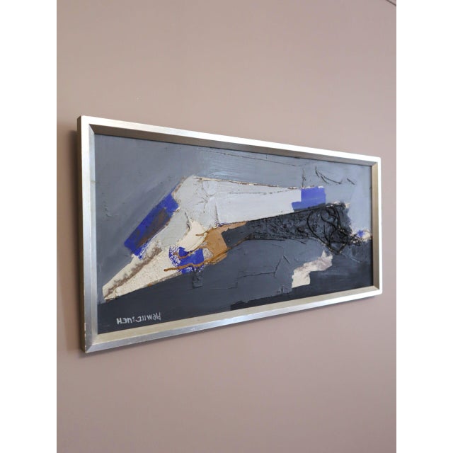 Mid-Century Modern 'Blue Echoes' Vintage Original Abstract Oil Painting by Swedish Artist Hans Osswald (1919-1983), Framed For Sale - Image 4 of 15