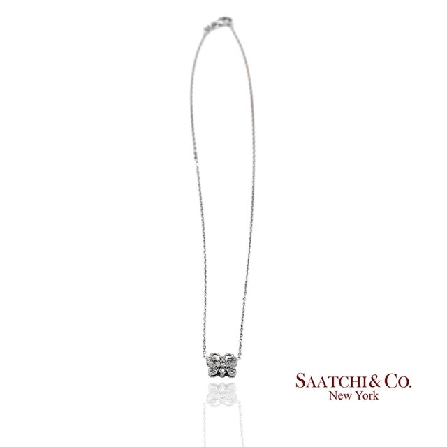 Early 21st Century 14k(585) White Gold Natural Diamond Butterfly Pendant Necklace With Chain For Sale - Image 5 of 12