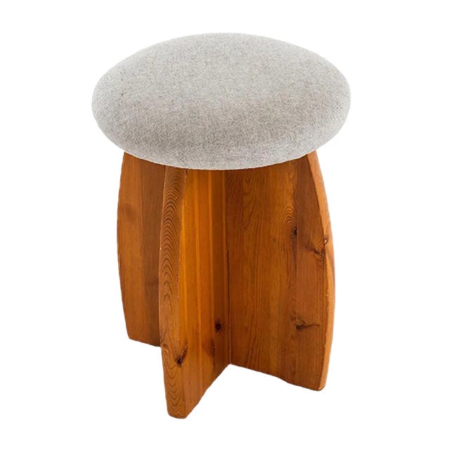 Swedish Rosewood, Pine & Linen Stool, 1950s For Sale