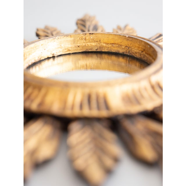 1950s Mid Century French Giltwood Sunburst Mirror For Sale - Image 5 of 8