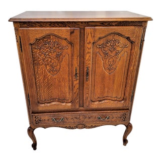 Vintage Country French / Louis XV Oak Bar, Chest, Tall Buffet, or Dresser For Sale