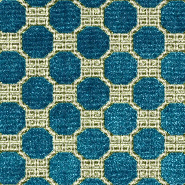 Sample - Schumacher Octavia Velvet Fabric in Peacock For Sale