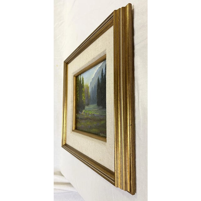 Wood Bob Wiermaa (California 1934- Present) Signed Original Oil Painting on Board "Sequoia Meadow" For Sale - Image 7 of 13