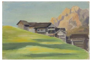 Francesco Settimj, Mountain Landscape, Oil Painting, 1930s