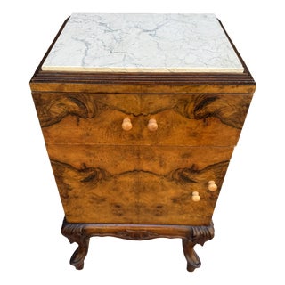 Art Deco Italian Bedside Tables with Marble Top, 1940, Set of 2 For Sale