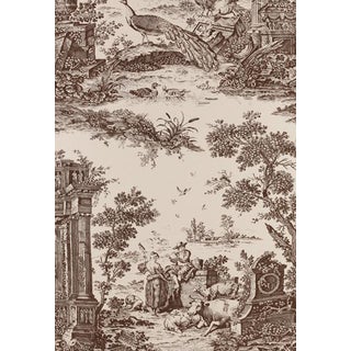 Schumacher Colonial Williamsburg Collection Jones Toile Sepia Color Wallpaper - 1 Double Roll For Sale