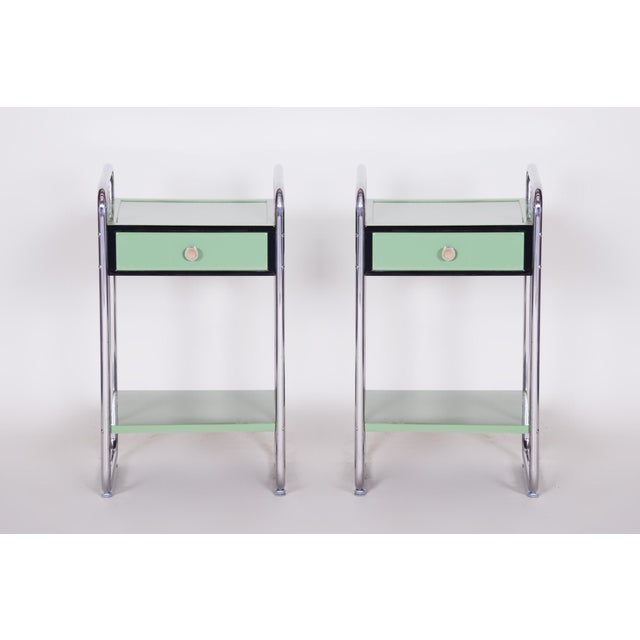 Bauhaus Side Tables in Chrome-Plated Steel and Wood, Czech, 1930s, Set of 2 For Sale - Image 11 of 18