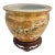 Vintage Japanese Satsuma Style Hand-Painted Porcelain Jardinière Cachepot With Wood Ming Style Stand For Sale