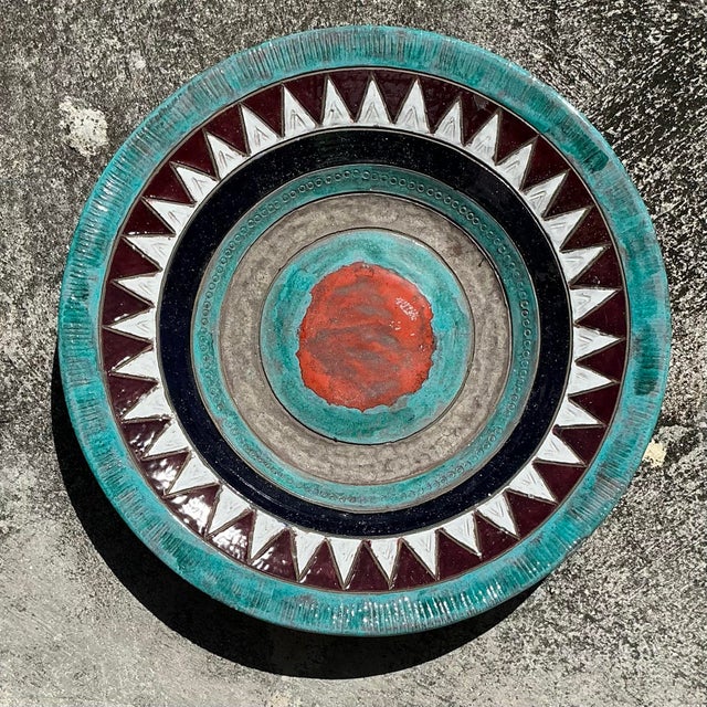 Vintage Boho Signed Studio Pottery Plate For Sale - Image 4 of 9