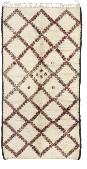 Vintage Berber Beni Ourain Moroccan Rug - 06'11 X 13'03