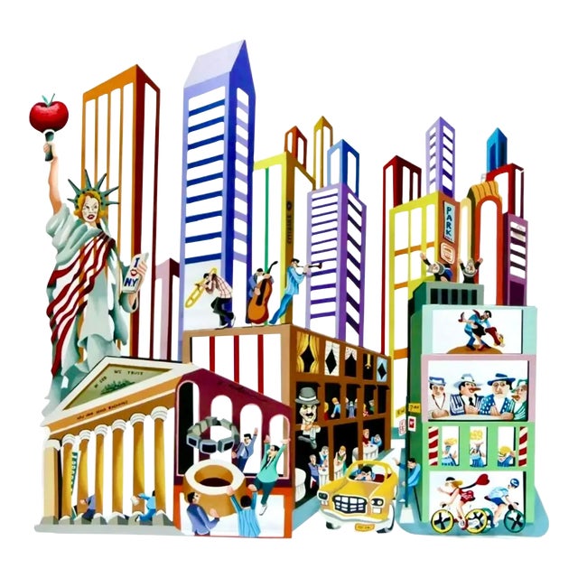 Yuval Mahler Large Metal Sculpture Wall Hanging 3D Painting New York City Whimsical Pop Art, 2000 For Sale