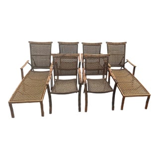 1970s Faux Metal Bamboo 6 Piece Patio Seating Set For Sale