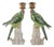 Green Porcelain Parrot Candleholder Pair With Bronze Ormolu For Sale