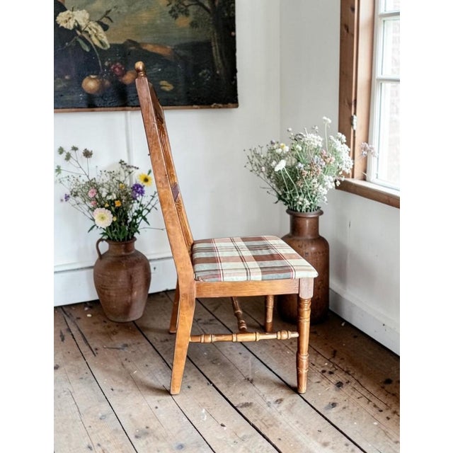 Vintage Dixie Dinette Side Chair-Plaid Upholstered-Colonial Revival-Farm-Desk For Sale - Image 6 of 11