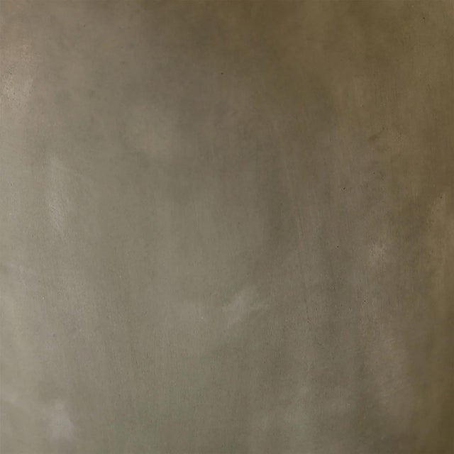 Round Outdoor Concrete & Teak Modern Side Table Large For Sale - Image 4 of 4