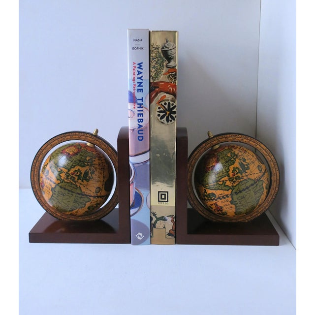 Mid-Century Modern Italian World Globe Bookends, Pair For Sale - Image 3 of 11