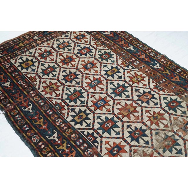 Antique Kazak Rug 4' x 8'1'' For Sale - Image 10 of 11