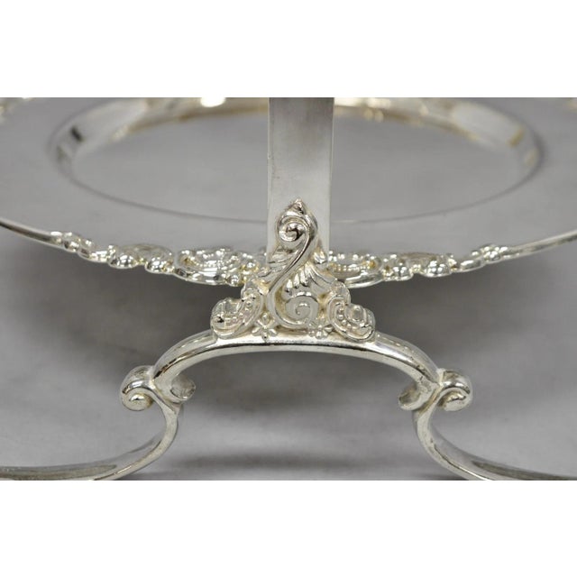 Vintage Godinger Silver Plated 2 Tier Buffet Server High Tea Pastry Plate Stand For Sale - Image 12 of 18
