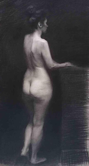 Marco Fariello, Nude Teresa, 21st Century, Charcoal Drawing, Framed
