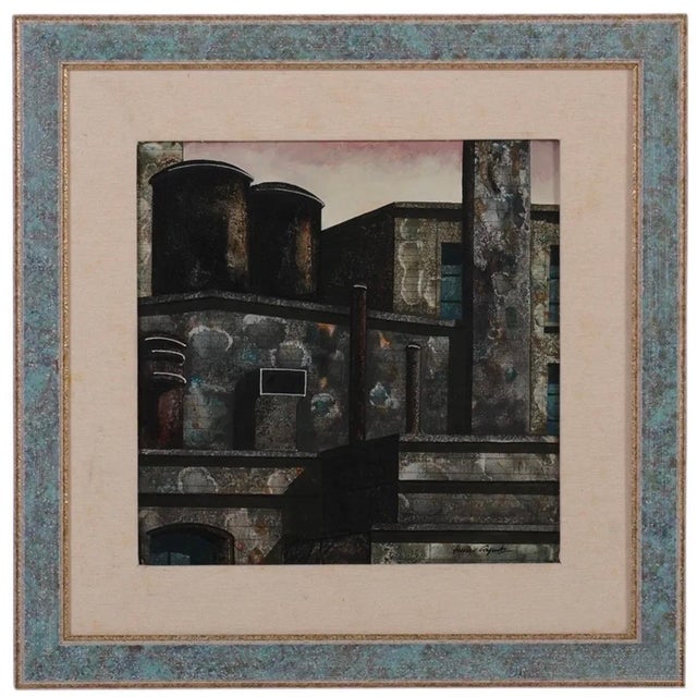 Antonio Caputo (Italian, 1933-2021) Architectural oil paintings on canvas boards titled Ciney. The composition captures a...