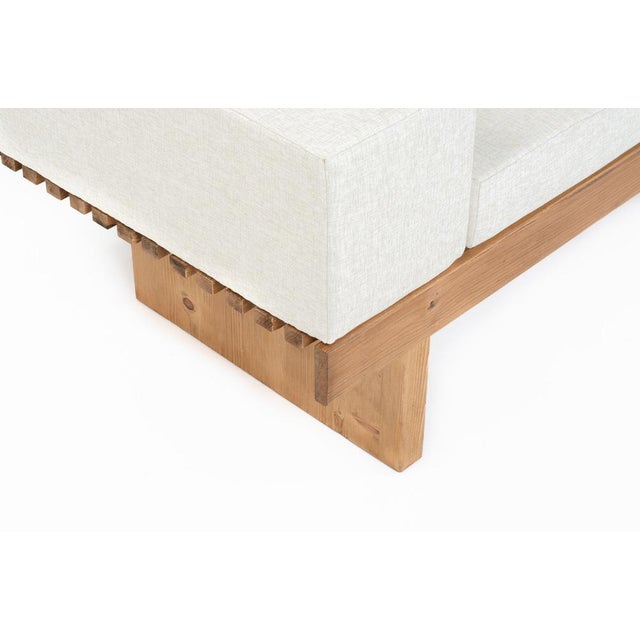 Slatted Bench with Linen Cushions, 1950s For Sale - Image 11 of 15