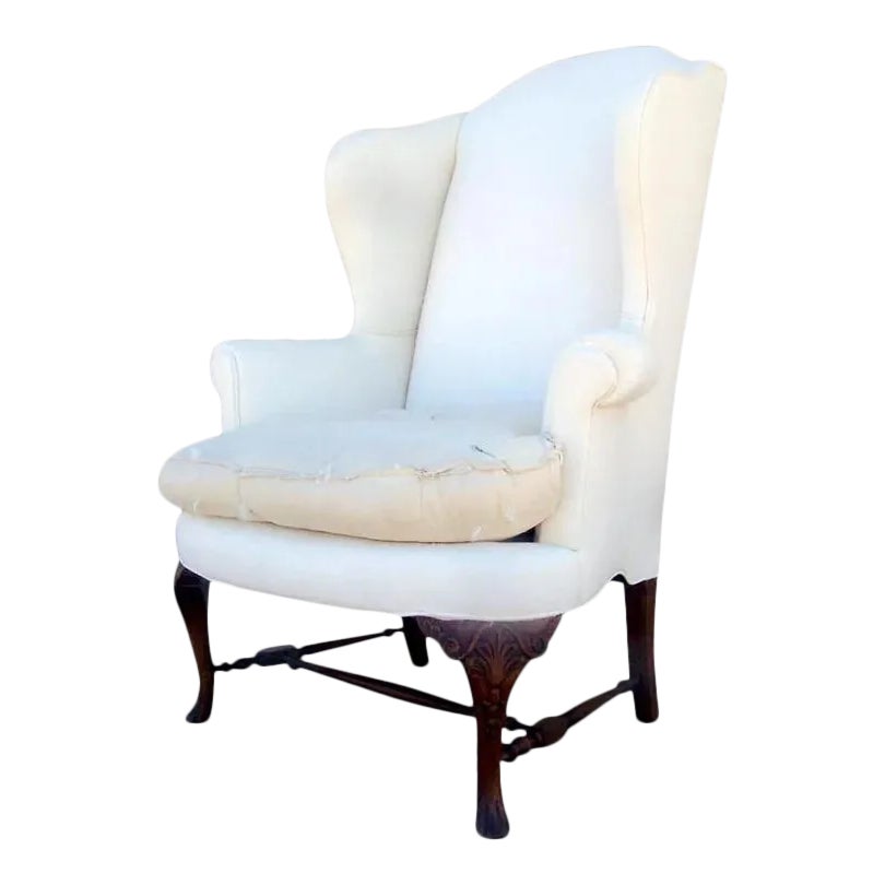 Queen Anne Style Wingback Chair | Chairish