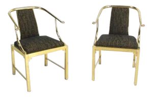 Mastercraft Mid-Century Modern Brass Barrel Back Chairs - a Pair