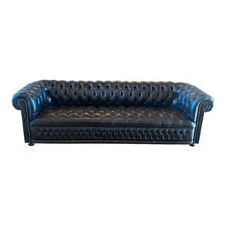 Black Leather Chesterfield For Sale