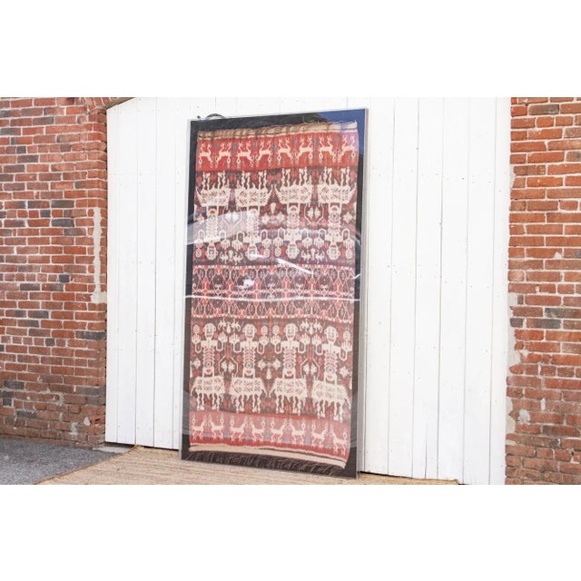 Indian Large Antique Framed Sumatran Ikat For Sale - Image 3 of 9