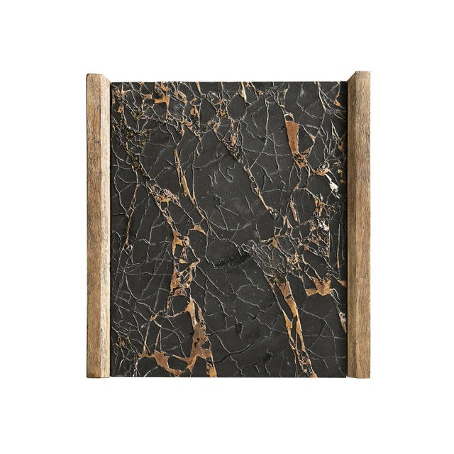 Brown Rustic Modern Wood Nightstand with Marble Top For Sale - Image 8 of 9