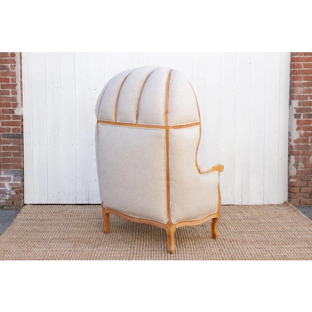 Large Carved Wood Upholstered Canopy Club Chair For Sale In Los Angeles - Image 6 of 9