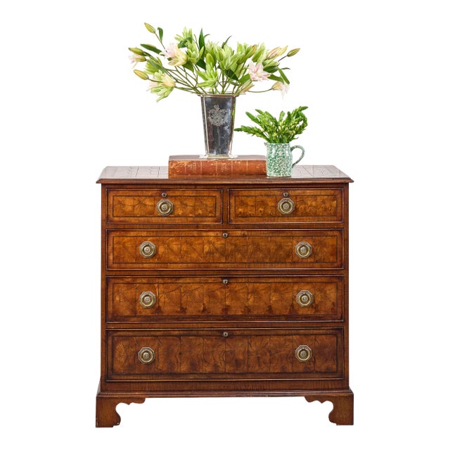 18th Century Large English Oyster Cut Chest of Drawers on Bracket Feet For Sale