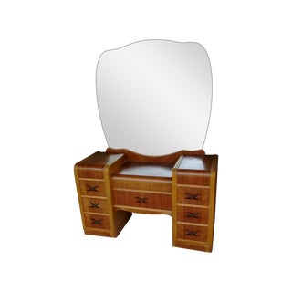 Art Deco Vanity Desk & Mirror For Sale