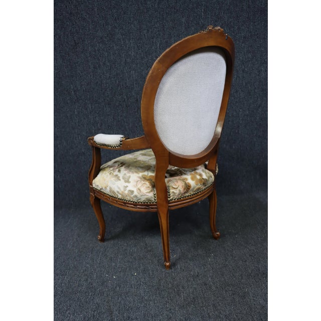 Early 20th Century Louis XV Style Walnut Carved Armchair For Sale - Image 5 of 6