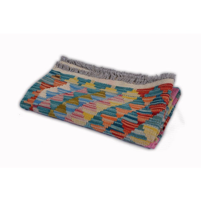 Modern Moroccan Style Hand Woven Colorful Kilim 2'5"x4'4" For Sale In Los Angeles - Image 6 of 8
