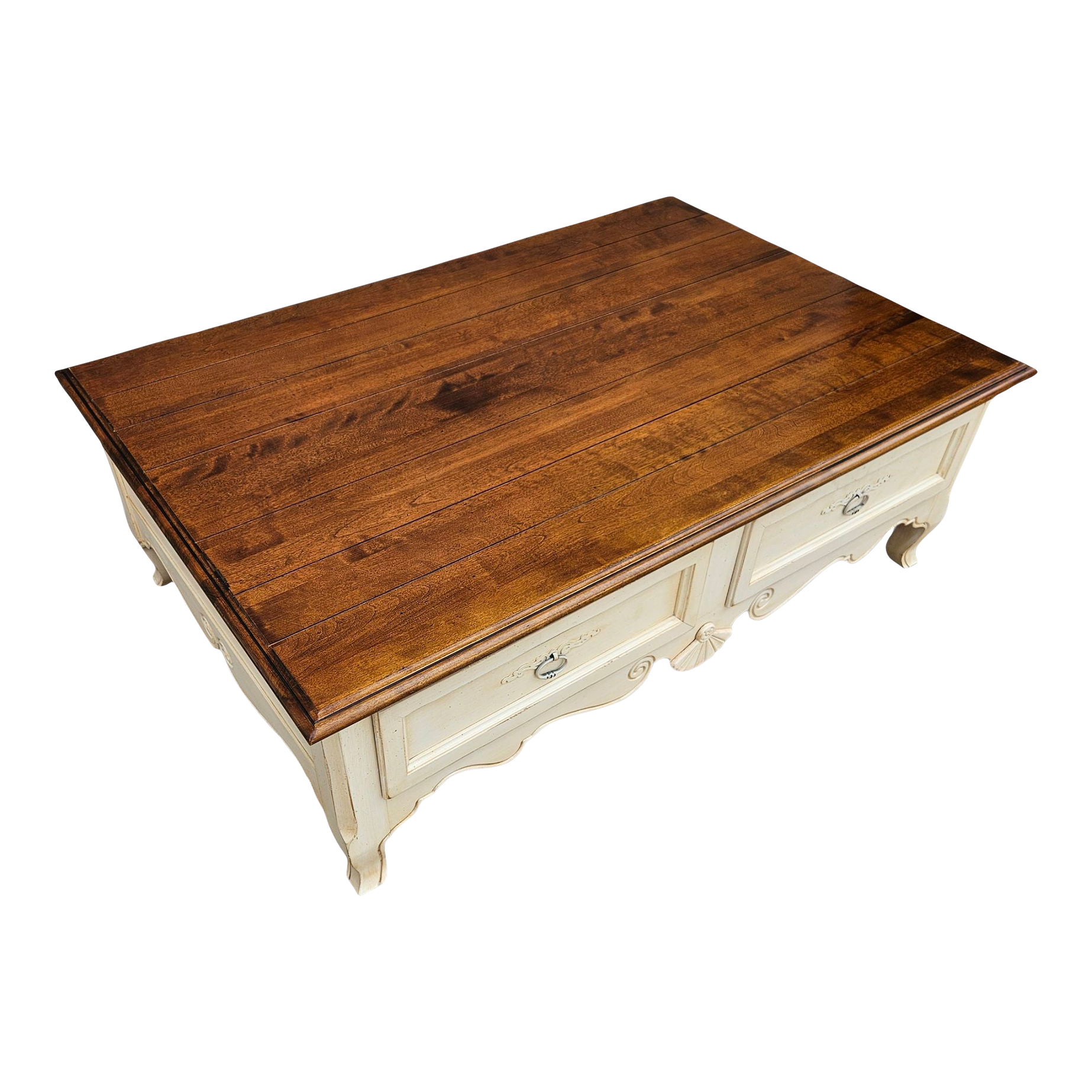 Ethan Allen French Country Coffee Table 4 Drawer Chest Distressed