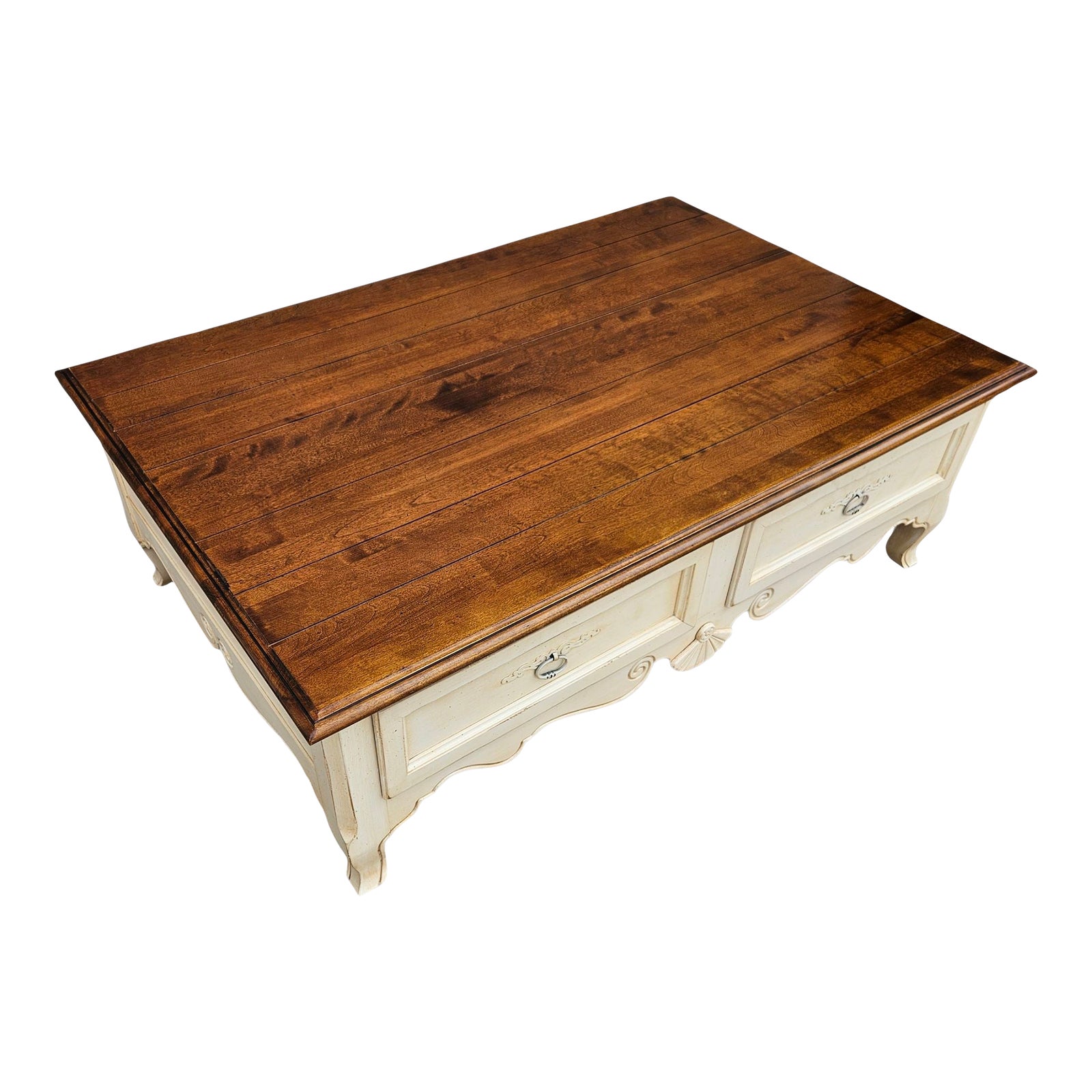 Ethan Allen French Country Coffee Table 4 Drawer Chest Distressed
