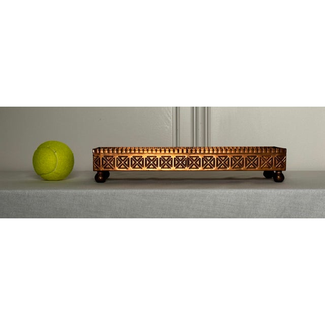 Arts & Crafts Copper Geometric Relief Rectangular Tray For Sale - Image 9 of 12