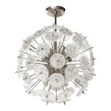 Image of Mid-Century Modernist Pressed Glass Disc Sputnik Chandelier W/ Nickel Fittings For Sale