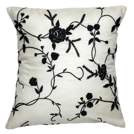 2020s Persian Blossom Ivory & Black Pillow Case, 20" x 20" For Sale - Image 5 of 5