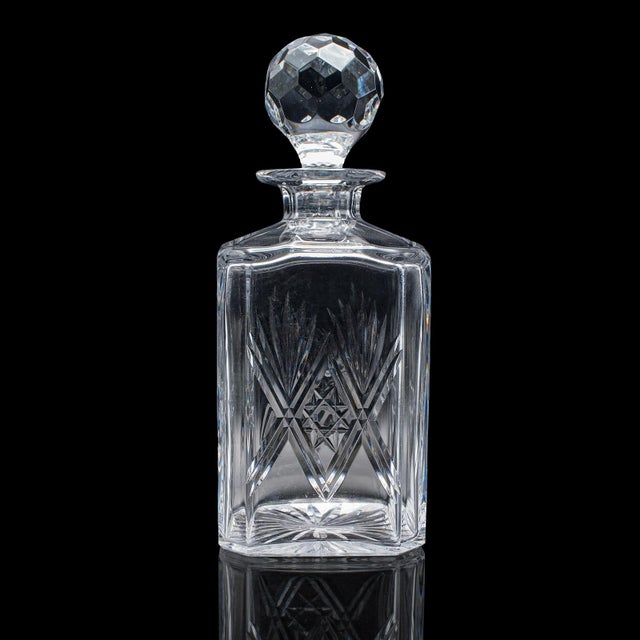 English Vintage Scotch Decanter, English, Cut Glass, Whiskey, Barware, Bottle, c.1970 For Sale - Image 3 of 12