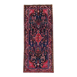 Antique Hamadan Hand-Knotted Wool Runner 4'2" X 11'0" For Sale