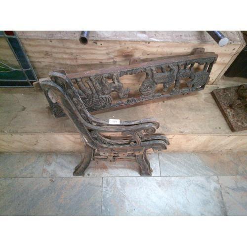 Childrens Safari Animals Themed Hand Painted Cast Iron & Mahogany Garden Bench For Sale - Image 10 of 11