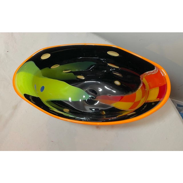 Large Blown Harry Stuart RPM Studio Centerpiece Bowl Art Glass Sculpture Vase For Sale - Image 10 of 14