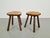 Set of 2 vintage stools with cowhide milk stools from the 1950s Wooden stool with plant table from the mid-century...